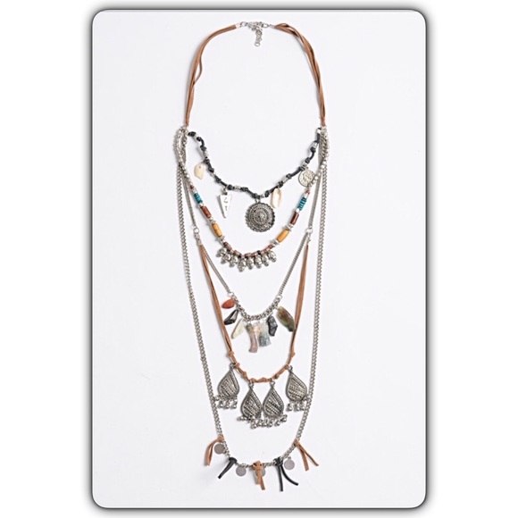 Boho Festival Gypsy Layered Statement Necklace - Picture 6 of 8